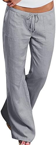 papasgjx Upgrade Women's Drawstring Wide Leg Pants Outdoor Comfy Casual Elastic Waist Pants with Pockets