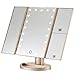 Magicfly Vanity Mirror Lighted Makeup Mirror 10X 3X 2X 1X Magnifying Mirror with 21 LED Lights, Trifold Mirror with Touch Screen, Adjustable Brightness & Stand, Dual Power Supply Mode, Gold