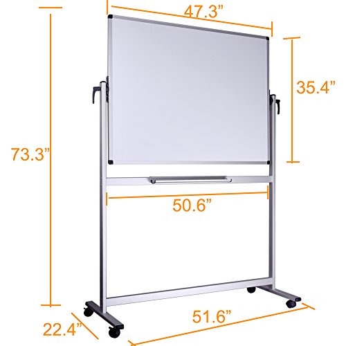 Dexboard 48 x 36 inch Double Sided Revolver Rolling Dry Erase