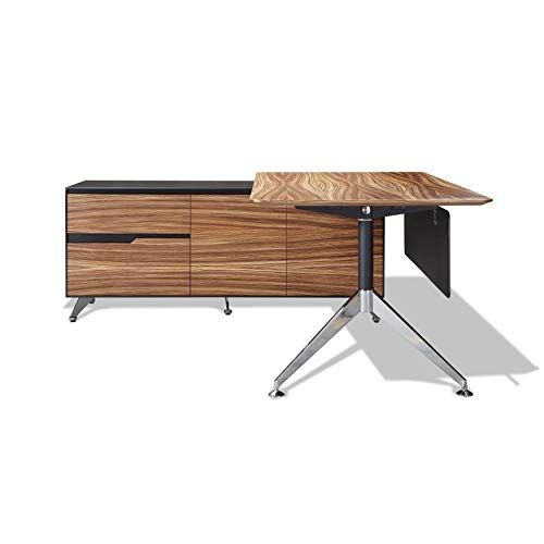 Rye Studio Modern Executive Desk with Left Return Filing Cabinet Brown