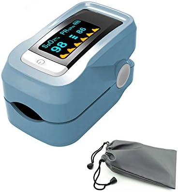 Anyget OLED Fingertip Pulse Oximeter Battery Indication/ Auto Off/ Waveform Display/ Paremeter Setting with Neck/Waist Cord, Carry Bag for Pediatric, Elderly, Children, Sports, Pregnant Woman (Blue)