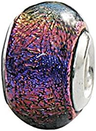 Zable Beads Sterling Silver Round Dichroic Purple Glass Bead