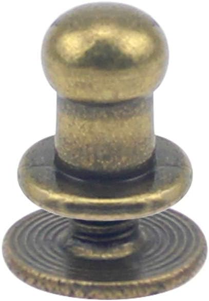 SRunDe 60 Sets 5mm Solid Brass Round Head Stud Screw Rivets Sam Browne Studs Leather Chicago Screws Rivets Round Head Button Stud Screws with Hole Puncher Post Fastener for DIY Repair Leather Craft - Image 5