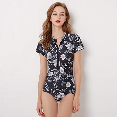 YEZIJIN Women Long Sleeve Surfing Diving Swimsuit One Piece Beach Bathing Suit Wetsuit top Long/Short Sleeve Black