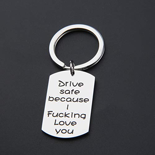 MAOFAED Driver Keychain Drive Safe Because I Fucking Love You Trucker Husband Gift New Driver Gift (Driver Keychain)