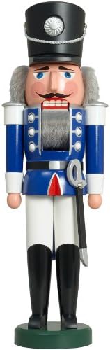 Seiffener VolkskunstGerman nutcracker hussar blue, height 50 cm / 20 inch, original Erzgebirge by