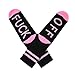 Socks FUCK OFF Ribbed Knit Half Crew Socks Fall Winter Ferbia Unisex Embroidery Swear Word Curse Printed Stockings
