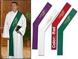 Alpha/Omega Wheat Deacon Stole Red