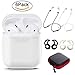 YUPING AirPods case Silicone protective cover with 2 Anti-lost Strap,2 Pairs of Ear Hook and 1 Headphone Case for Apple AirPods (6PACK)-White