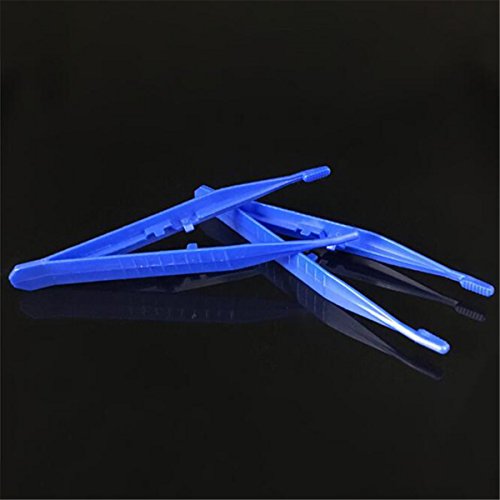 Disposable Medical Tweezers Small Plastic Tweezers Blue 10pcs