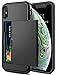 SAMONPOW for iPhone Xs Max Case Hybrid iPhone Xs Max Wallet Case Card Holder Heavy Duty iPhone Xs Max Phone Case Anti Scratch Dual Layer Hard PC Rubber Bumper Case for iPhone Xs Max 6.5 inch Black