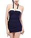 Halter Swimsuit Women 2 Piece Bathing Suit Skirted Swimwear Swimming Suits Navy Blue L