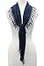 LL Navy Lace Scarves Triangle Shape with Gorgeous Roses and Flower Fringe