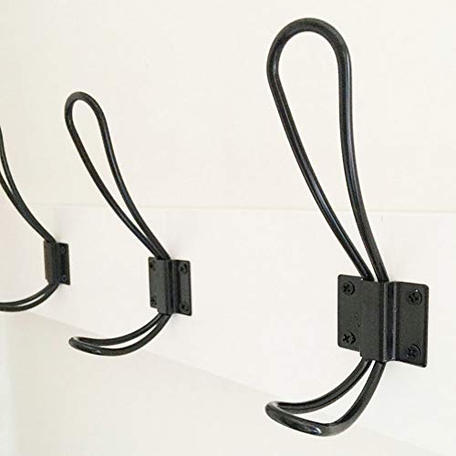 10 Pack Rustic Coat Hooks with 50Pcs Metal Screws, Double Big Vintage Wall Mounted Hangers Set, Coat Rack Bathroom Towel Hanger, Perfect Decorative Entryway Hanging Hooks, Black
