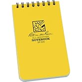 Rite in the Rain Weatherproof Top Spiral Notebook, 3" x 5", Black Cover, Universal Pattern (No. 735)
