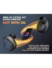 HeadSound X5 True Wireless Earbuds Headphones, Bluetooth 5.0 aptX HD Sound In Ear Totally Wireless Earphones, 32Hr Play Auto Pairing IPX7 Sweatproof Sport Headset, Built in Mic, Dual Speaker for  s