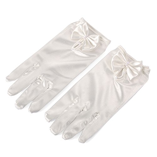 Lusiyu Girl Solid Child Size Wrist Length Formal Glove with Bow (Cream White 03) - Thumbnail 2