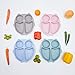 HM-tech 4pcs Bamboo Divided Plates for Baby Feeding, Toddler Plates, Tableware for Baby Toddler Kids Bamboo Toddler Dishes & Dinnerware Sets,Cute Owl