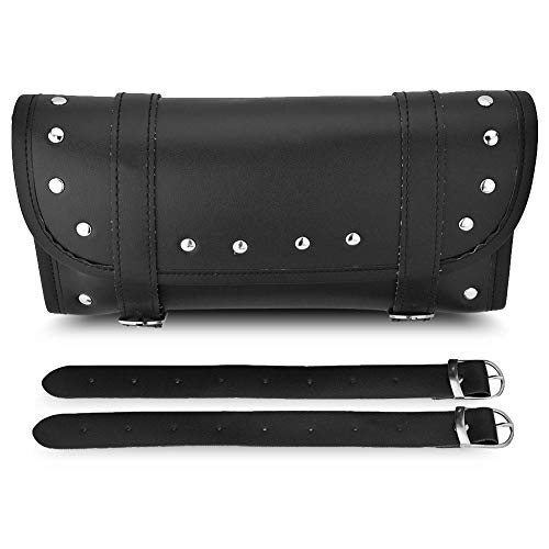 Motorcycle Tool Bag, Waterproof, Motorbike Tool Bag, Black PU Leather, Front Rear Fork Handlebar Bags Luggage Saddle Bags, for Riders, Commuters, Travelers, Daily Use