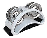 YMC Percussion FJS2S-WT Foot Tambourine with Steel Jingles, White