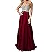 Meilishuo Women's Jewelry Deep V-neck Beaded Chiffon Prom Dress Long Evening Gown for Party