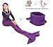 iBose Adult Mermaid Tail Blanket Cat Headband Throw Little Girl Toddle Long Extra Size Fin Fun Fishtail Sleeping Bag Soft Warm Snuggie Weighted Receiving Knitted Cover Living Room Car Camp Toy