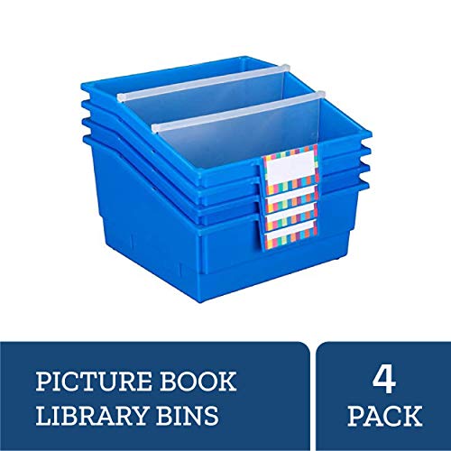 Really Good Stuff Picture Book Library Bins with Dividers (Set of 4
