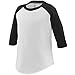 Augusta Sportswear Baseball Jersey, 2/3 Tall, White/Black