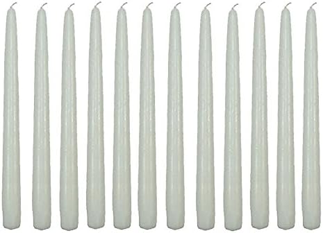 Set of 12 New York Candle White Dripless 10" Inch Tall Taper Candles - Smokeless - Full Wick