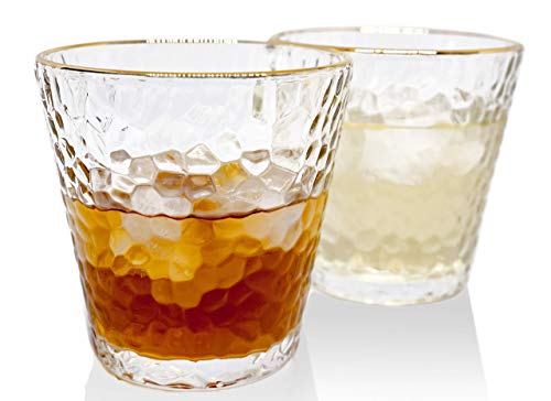 Japanese style wine glass/Set of 2 /24K gold-rimmed/cocktail, Americano,water,lemonade.