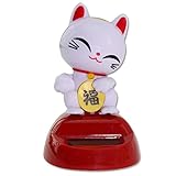 Eco-Friendly Solar Toy Smiling Happy Face White Japanese Lucky Good Fortune Kitty Cat Decor