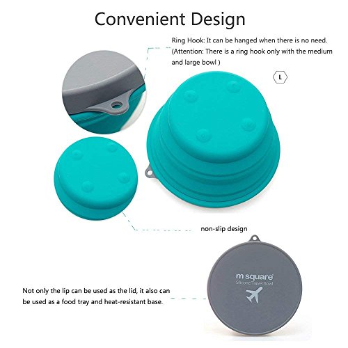 image for M Square Collapsible Food Grade Silicone Bowls with Lids, BPA-Free, Ca