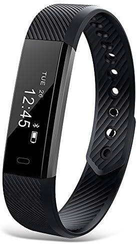 Corado Hill Slim Remote Fitness Activity Tracker with Touch Screen Calorie Counter Pedometer Calls/Texts Push ups Bluetooth Time/Date/Stopwatch/Alarm (black)