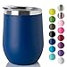 JEAREY Stemless Glass Tumbler 12 oz Stainless Steel Double Wall Vacuum Insulated Wine Cup with Lid Travel Friendly