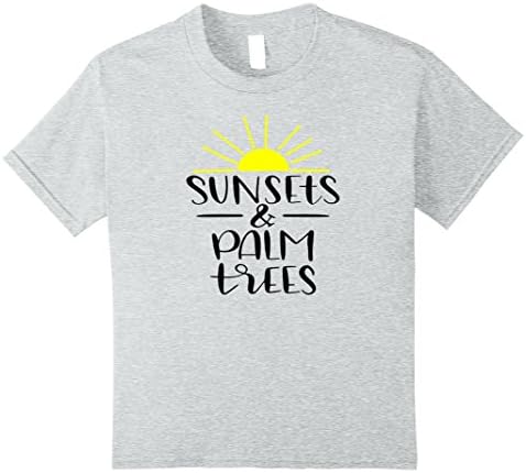 Kids Summer Sunset Sun Eclipse Palm Vintage Retro T-Shirt 10 Heather Grey