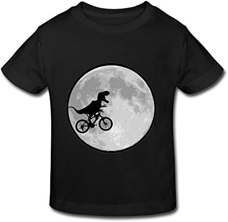 NNKEY Unisex Toddler Short Sleeve Dinosaur Bike Moon T-shirt Black 5-6 Toddler