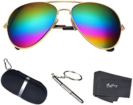 Rdfmy Classic Aviator Sunglasses for women / Men Eyeglasses Gold Frame - UV 400