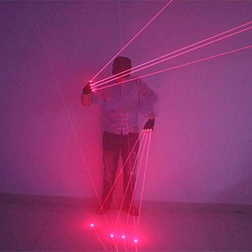 Homeen Fluorescent LED Gloves,Gloves LED Light up Finger,Colorful Flashing Finger Lights Gloves,bars nightclubs stage performances,Red light-Right hand_5 heads