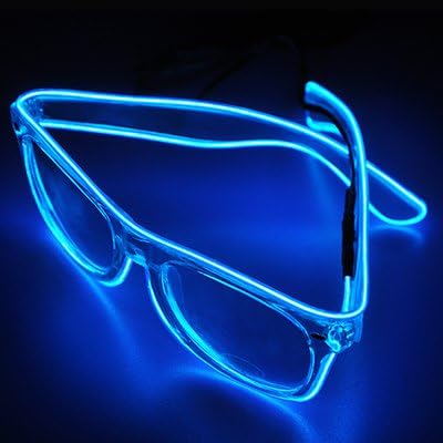 El Wire Glow Sun Glasses Multicolor Led Frame Flashing Glasses (Blue)