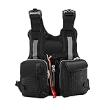 VGEBY Kayaking Fishing Life Jacket Watersports Life Jacket with Multi-Pockets Whistle and Reflective Stripe (Color:Black)