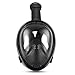 Vaincre 180° Full Face Snorkel Mask with Panoramic View Anti-Fog,Anti-Leak Snorkeling Design with Adjustable Head Straps-See Larger Viewing Area Than Traditional Masks for Adults Youth (Black L/XL)