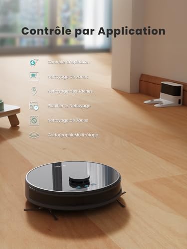 Lefant M1 2-in-1 Robot Vacuum Cleaner, 5500Pa, LiDAR Navigation, Multi-Stage Mapping, Virtual Areas, Connected by Alexa/APP/WiFi, Ideal for Pet Hair, Carpets and Hard Floors, Black