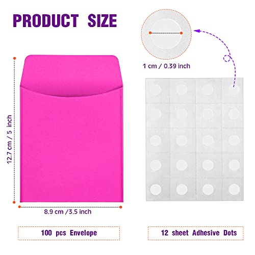 100 Pieces Library Card Envelope Colorful Small Packet Envelope Library Card Pocket with 12