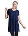 Come Together California CTC WT1057 Womens V Neck Short Sleeve Pleats Tunic Top L Navy