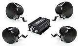 NOAM NMC4 - motorcycle / UTV / ATV 4 Channels Waterproof Speakers System With Bluetooth Streaming & AUX Input (BLACK)