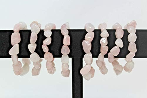 (CollectiblesCrystals Store) Rose Quartz Tumbled Gemstone Bracelet 6-8 mm Stones (Stretchy - US Seller)