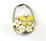 Stylish Foldable Handbag Holder Yellow "Flower &amp; Butterfly" Mirror Locket Purse Hook