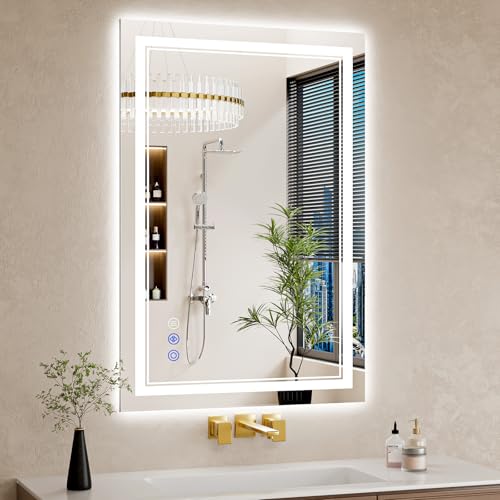WISSMIELS 26"x38" Bathroom Mirror Lights Anti-fog