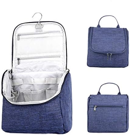 BryTravel Hanging Toiletry Bag, Portable Travel Cosmetic Bag Makeup Storage Pouch Bathroom Organizer with Extra Hook for Gym, Vacation, Household (Navy Blue)