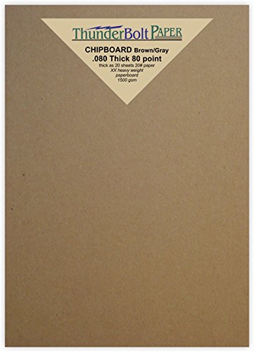 36 Sheets Brown Chipboard 80 Point Extra Thick 5 X 7 Inches Photo & Card Size .080 Caliper XX Heavy Cardboard as Thick as 20 Sheets 20# Paper